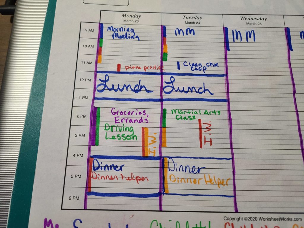 Sample Weekly Schedule